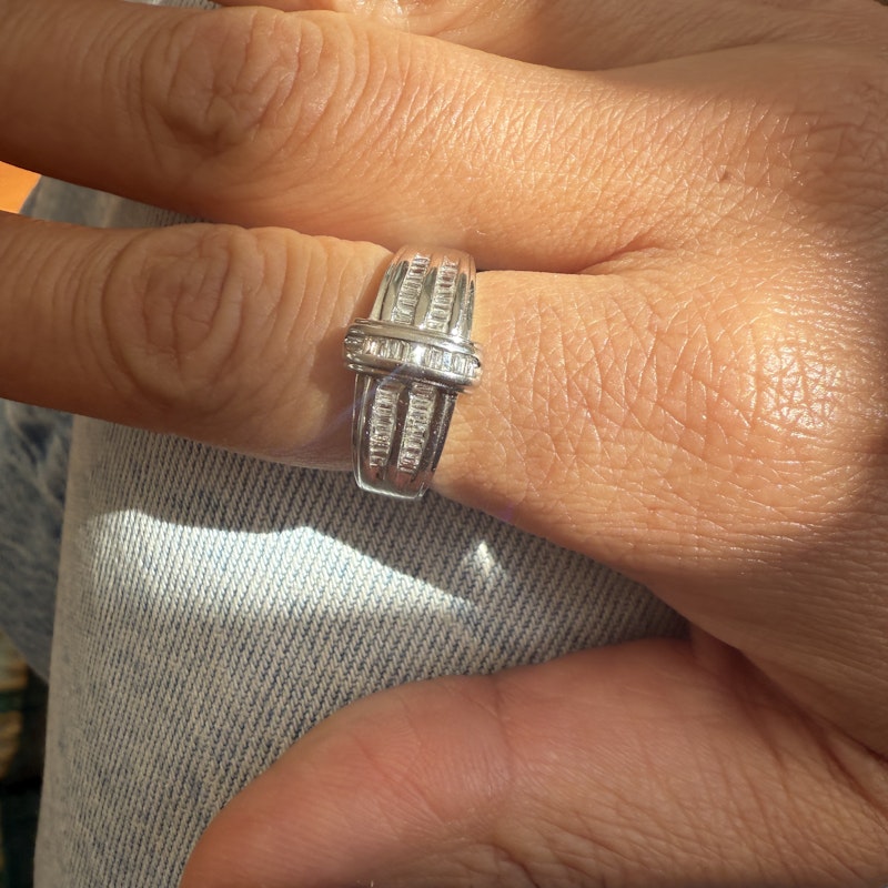14k White Gold Art Deco-Inspired Baguette Diamond Ring