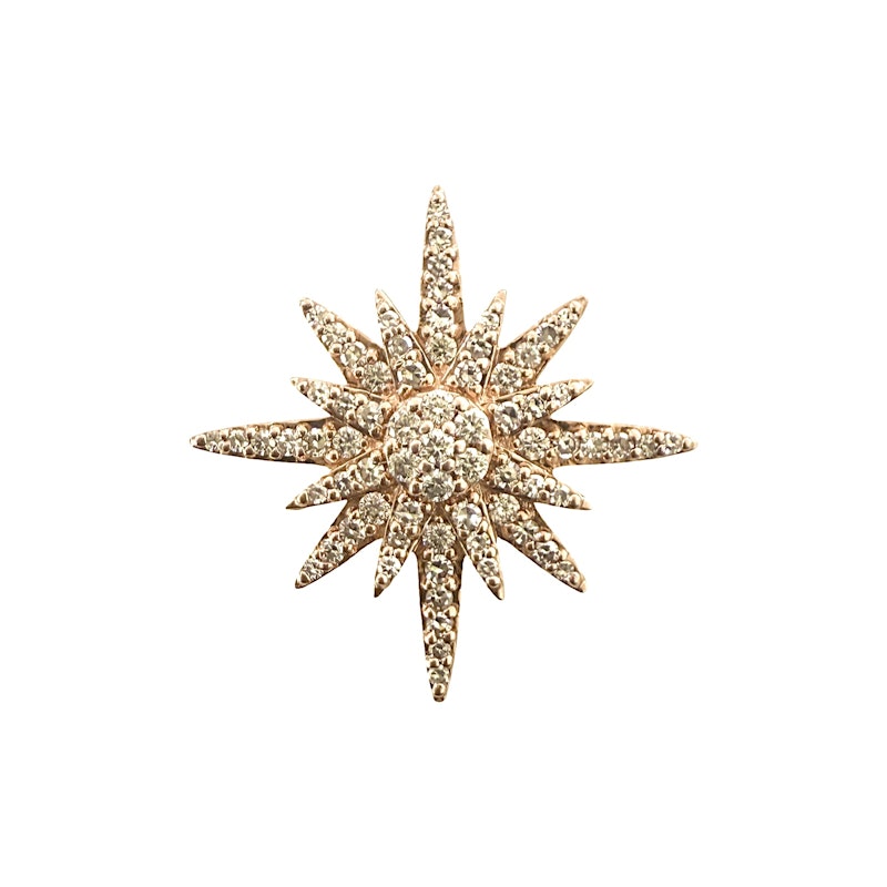 14k Rose Gold Starburst Diamond Pendant Charm