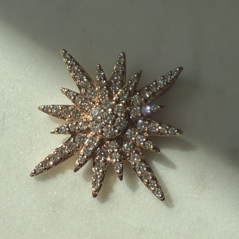 14k Rose Gold Starburst Diamond Pendant Charm