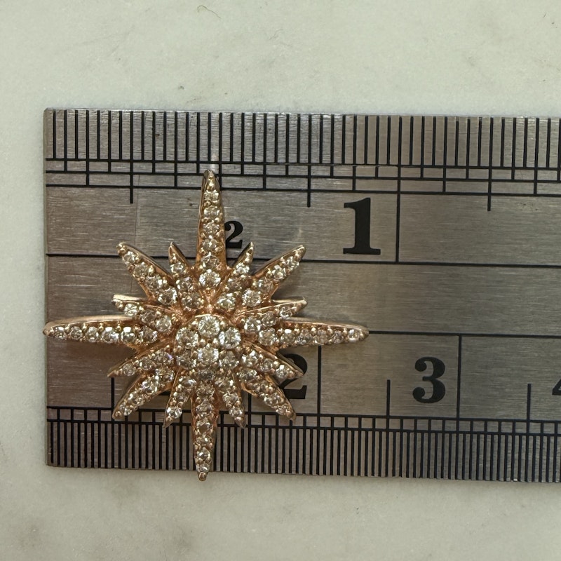14k Rose Gold Starburst Diamond Pendant Charm