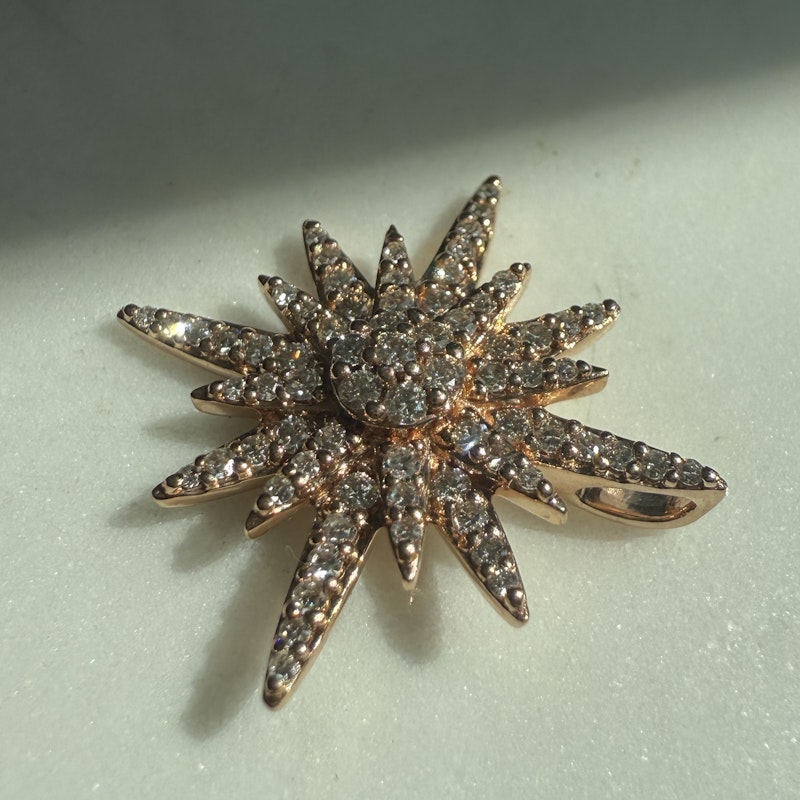 14k Rose Gold Starburst Diamond Pendant Charm