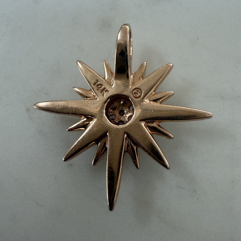 14k Rose Gold Starburst Diamond Pendant Charm