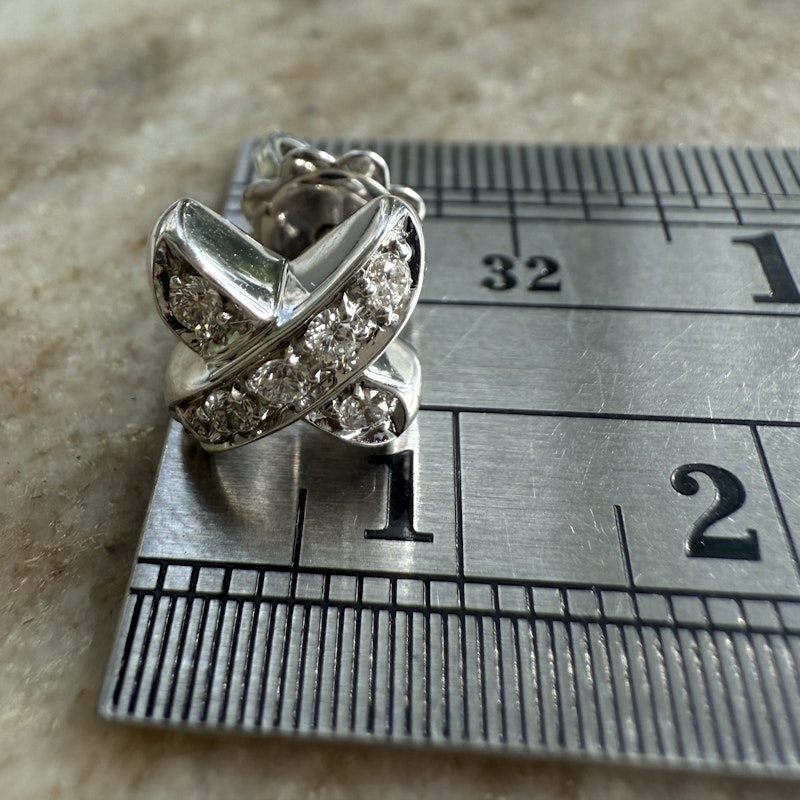 Tiffany & Co 18k White Gold Diamond Paloma Picasso X Kiss Earrings