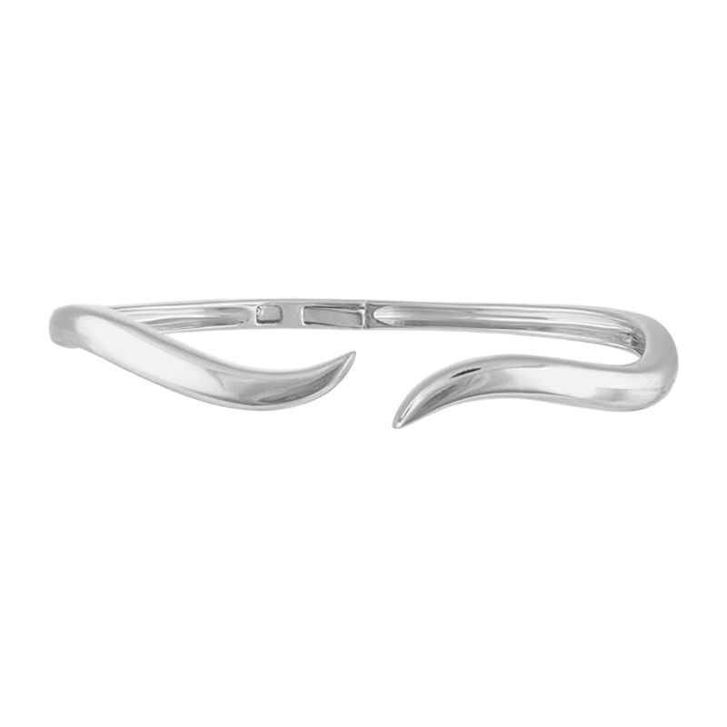 14k White Gold Wave Cuff Bangle