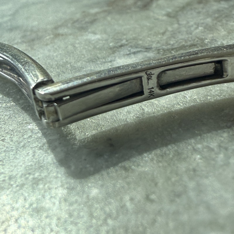 14k White Gold Wave Cuff Bangle
