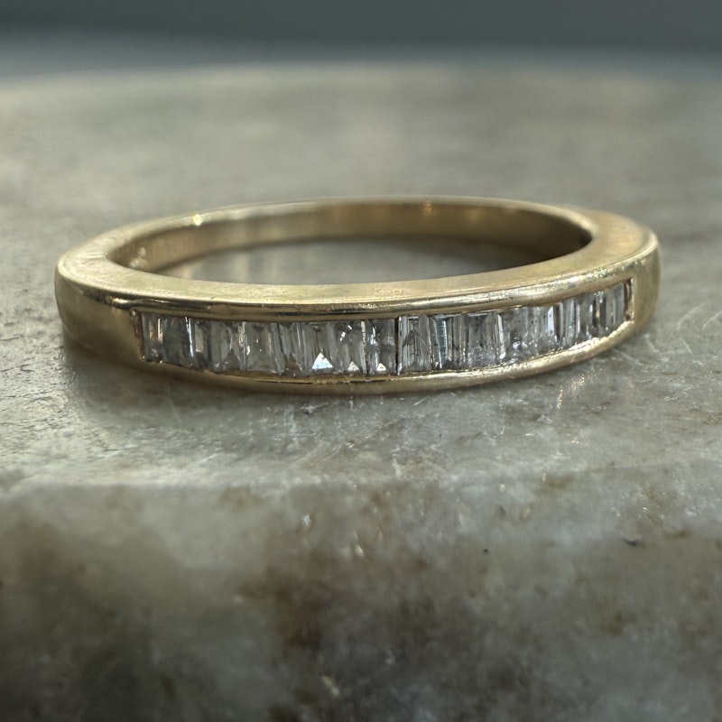 14k Yellow Gold Channel-Set Baguette Diamond Band Ring