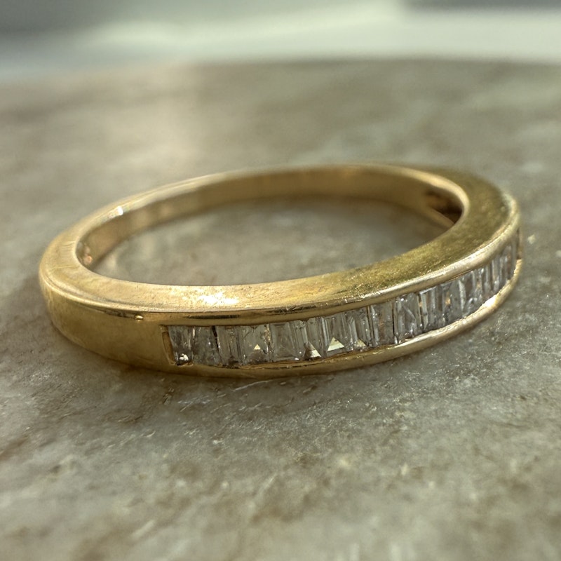 14k Yellow Gold Channel-Set Baguette Diamond Band Ring