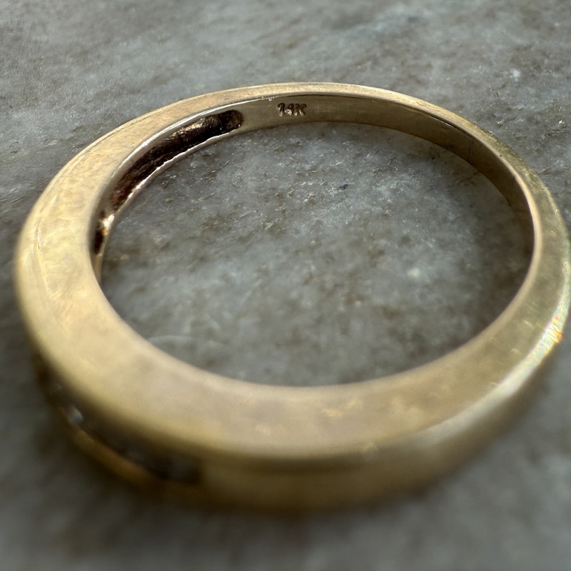 14k Yellow Gold Channel-Set Baguette Diamond Band Ring