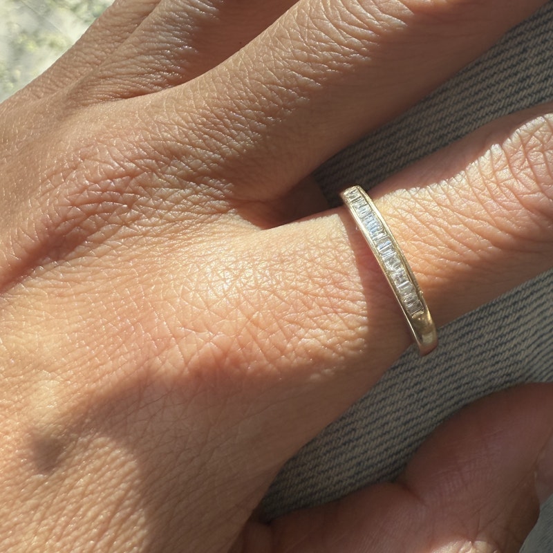 14k Yellow Gold Channel-Set Baguette Diamond Band Ring