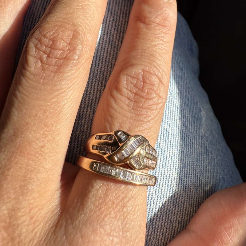 14k Yellow Gold Channel-Set Baguette Diamond Band Ring