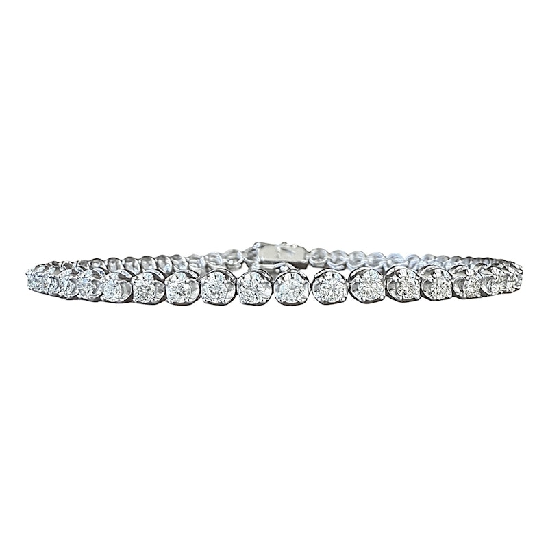 14k White Gold Round-Cut Diamond Tennis Bracelet 3.20ctw