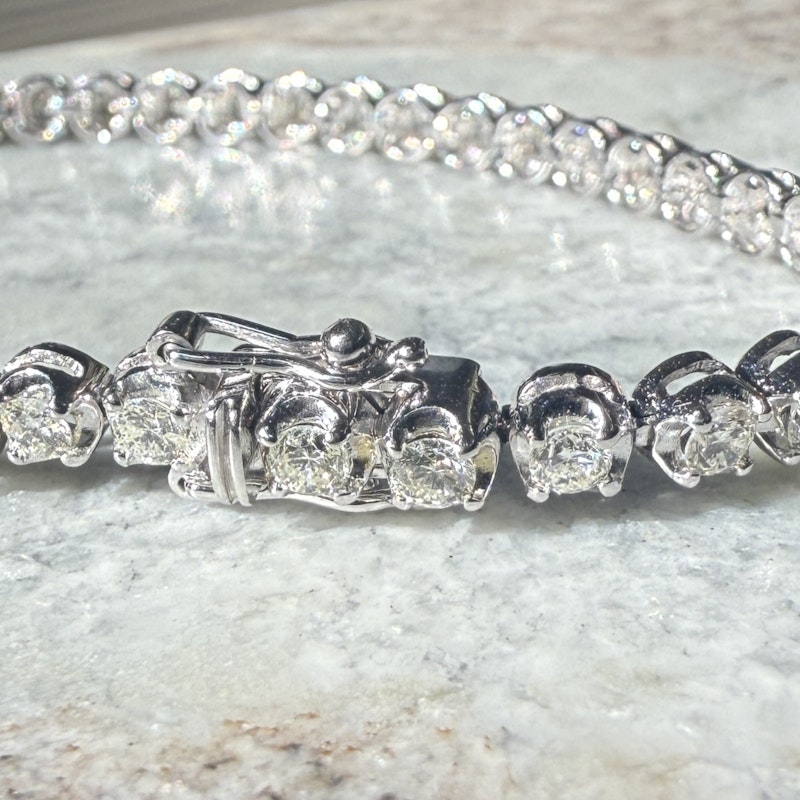 14k White Gold Round-Cut Diamond Tennis Bracelet 3.20ctw