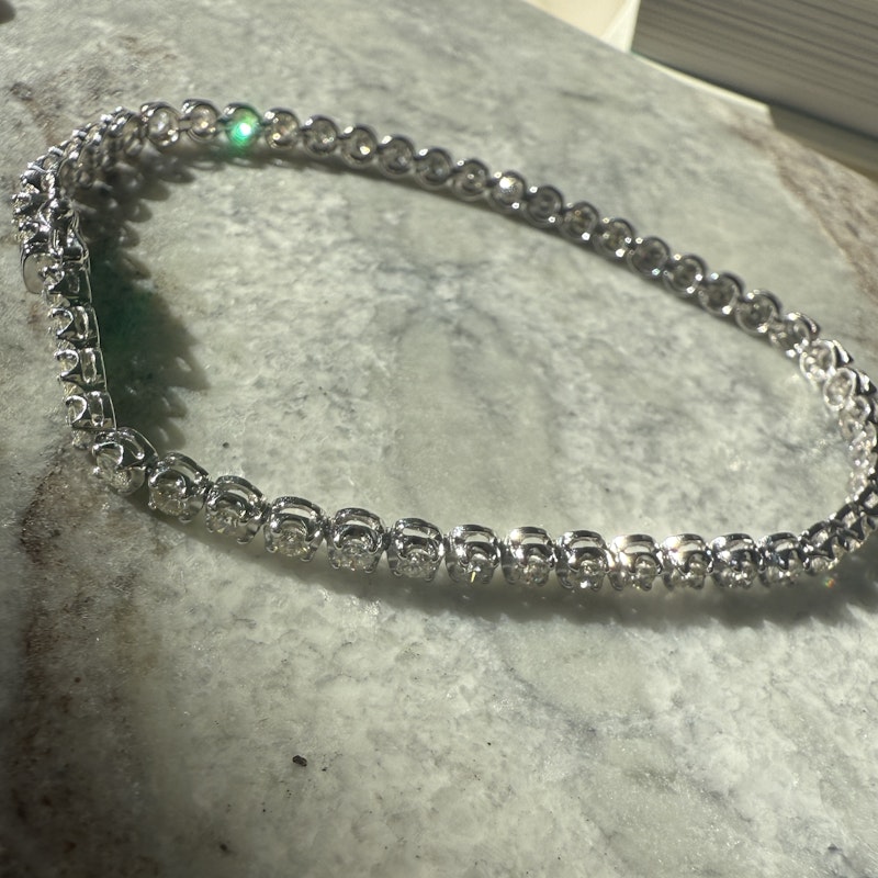 14k White Gold Round-Cut Diamond Tennis Bracelet 3.20ctw