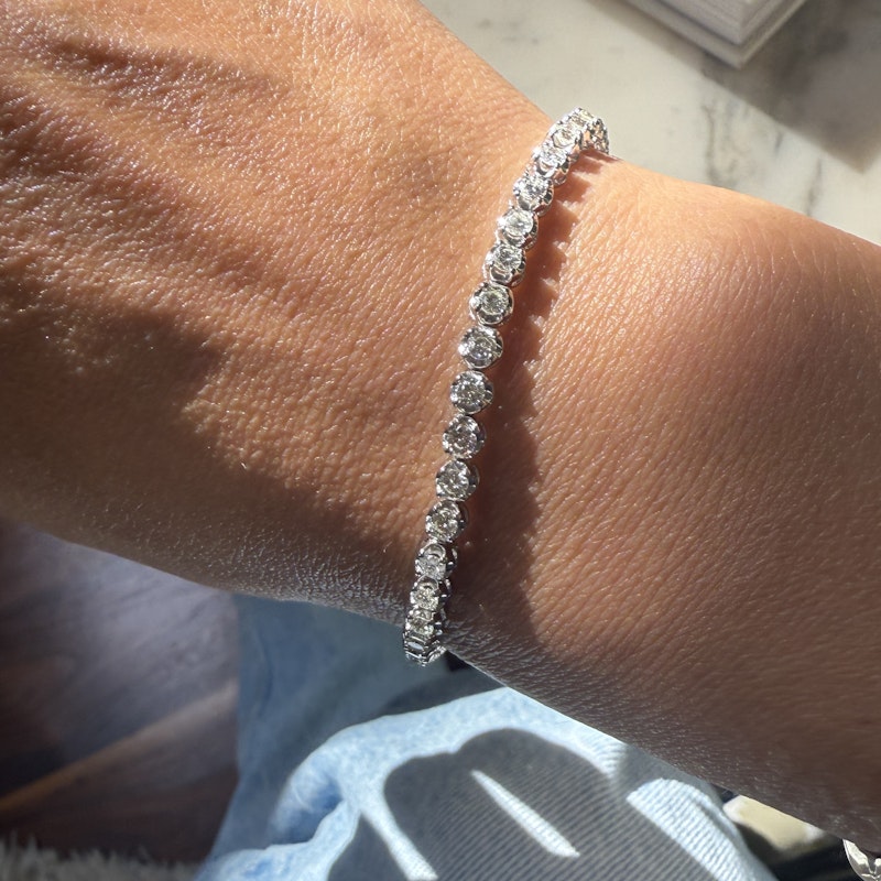 14k White Gold Round-Cut Diamond Tennis Bracelet 3.20ctw