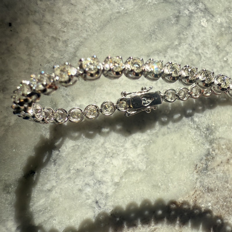 14k White Gold Round-Cut Diamond Tennis Bracelet 3.20ctw