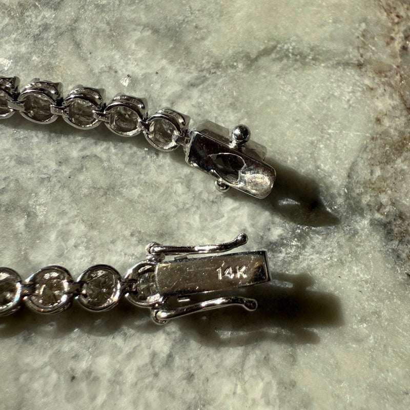 14k White Gold Round-Cut Diamond Tennis Bracelet 3.20ctw