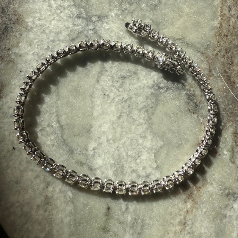 14k White Gold Round-Cut Diamond Tennis Bracelet 3.20ctw