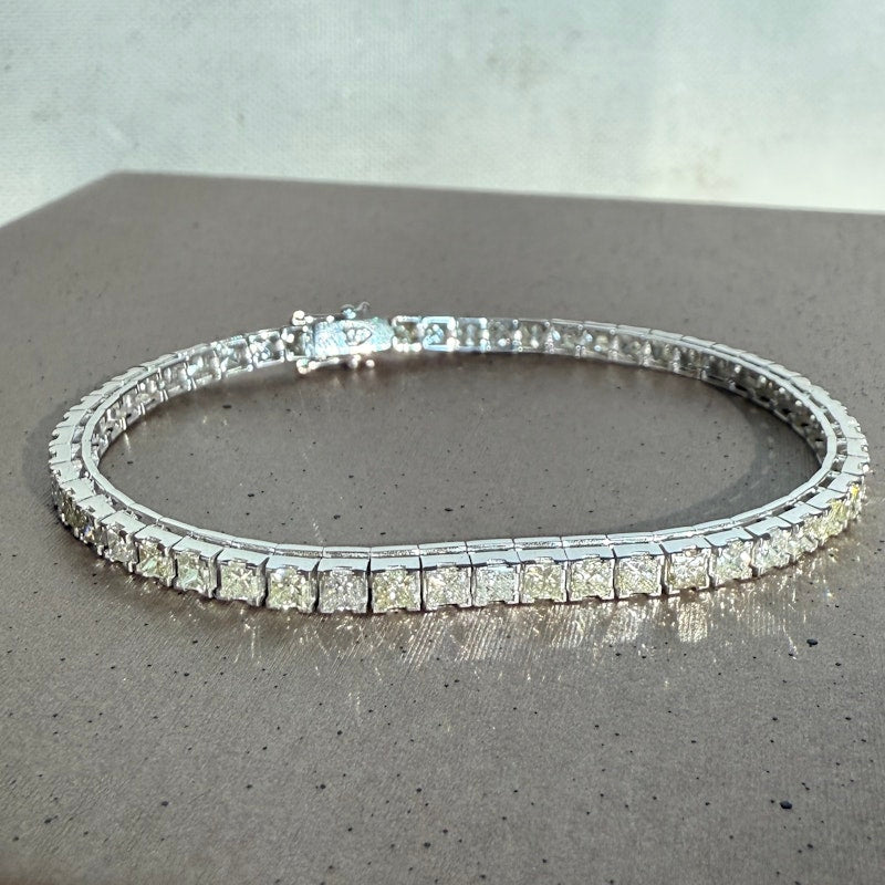 14k White Gold Princess Cut Diamond Tennis Bracelet 5.06ctw