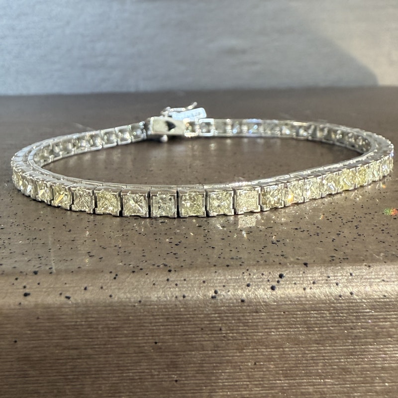 14k White Gold Princess Cut Diamond Tennis Bracelet 5.06ctw