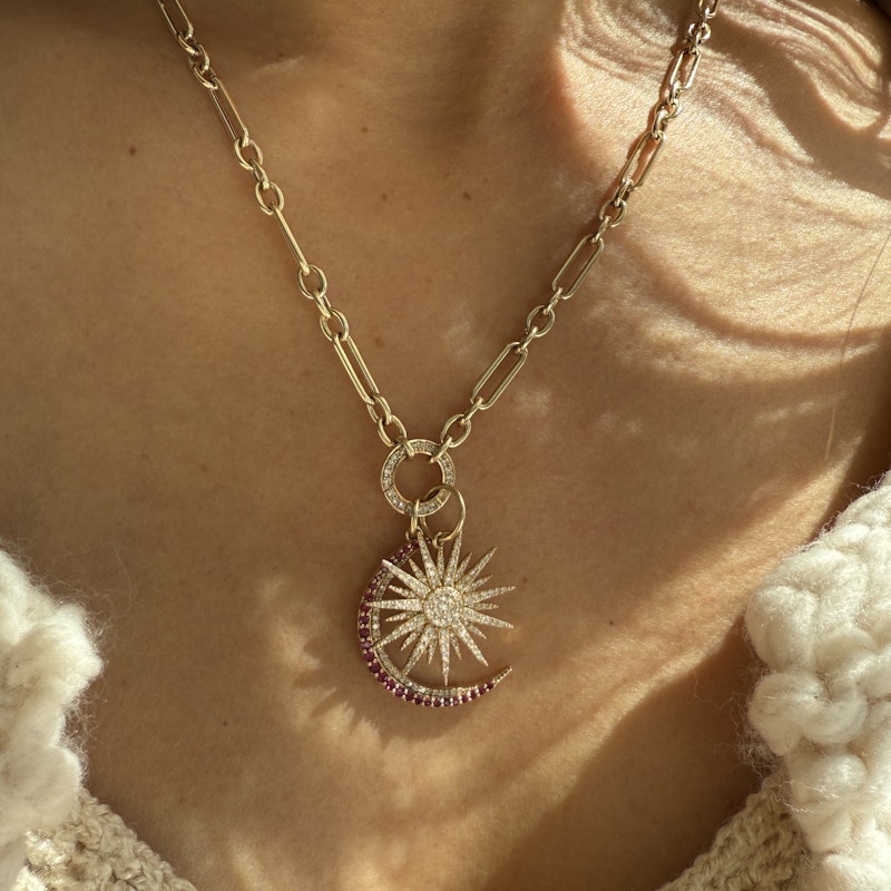 14k Yellow Gold Pavé Diamond Starburst Pendant Charm