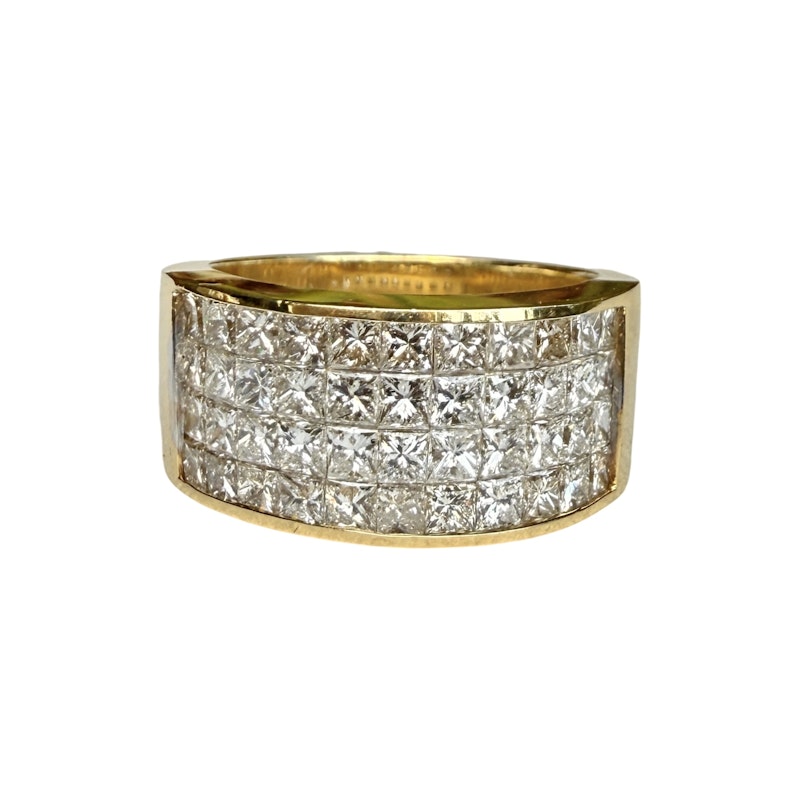 14K Yellow Gold Illusion-Set Princess Cut Diamond Cigar Band