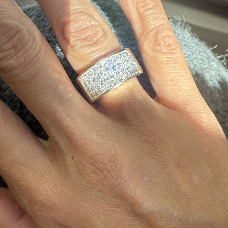 14K Yellow Gold Illusion-Set Princess Cut Diamond Cigar Band