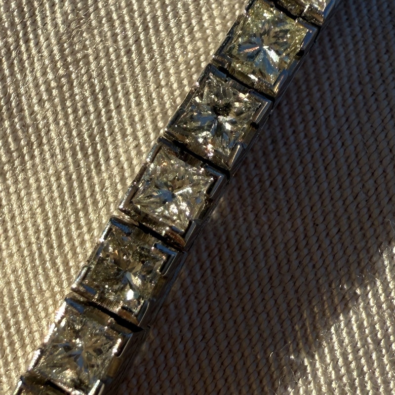 14k White Gold Princess Cut Diamond Tennis Bracelet 3.43ctw