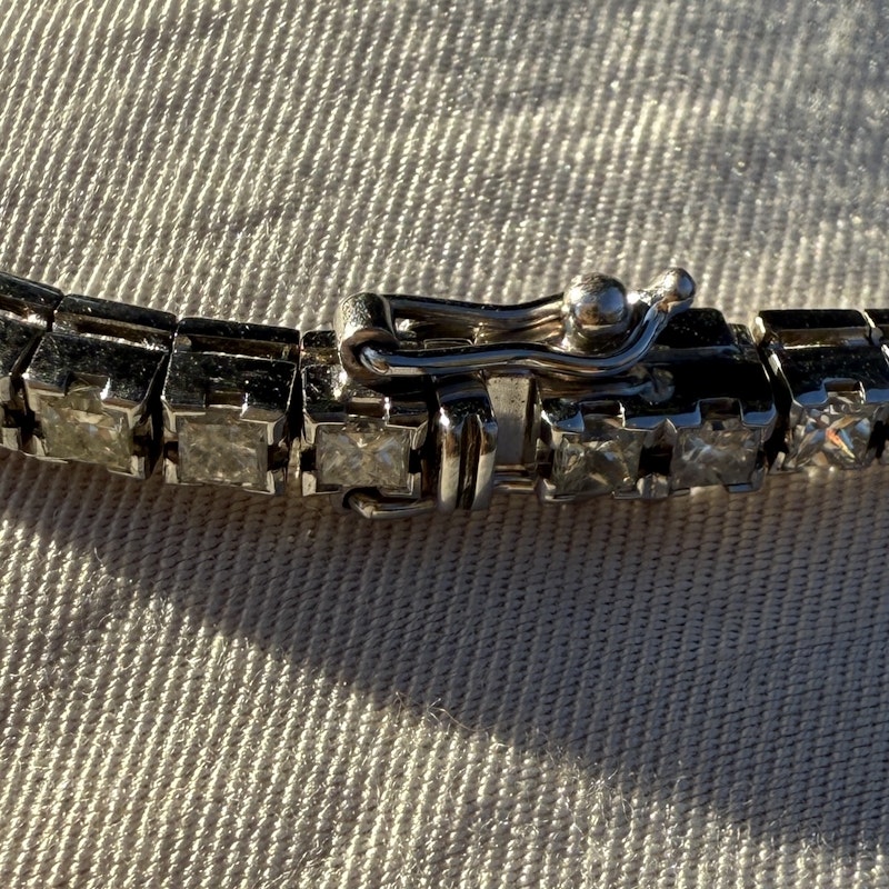 14k White Gold Princess Cut Diamond Tennis Bracelet 3.43ctw