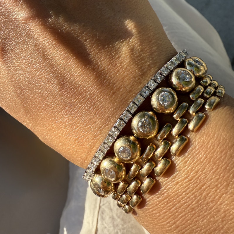 14k White Gold Princess Cut Diamond Tennis Bracelet 3.43ctw
