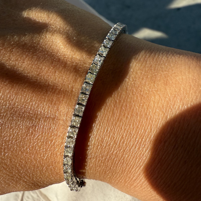 14k White Gold Princess Cut Diamond Tennis Bracelet 3.43ctw