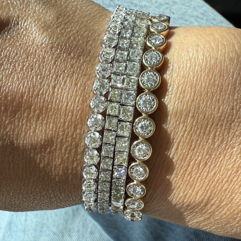 14k White Gold Princess Cut Diamond Tennis Bracelet 3.43ctw