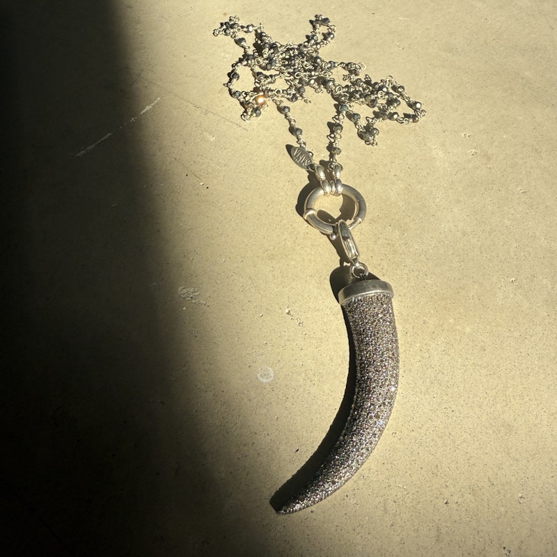 Safia Day Oxidized Silver and Diamond Horn Pendant Necklace
