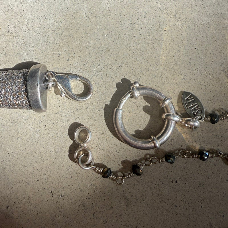 Safia Day Oxidized Silver and Diamond Horn Pendant Necklace