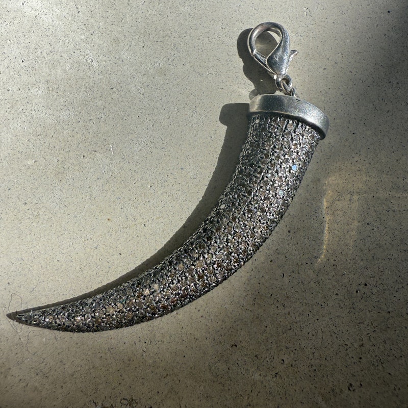 Safia Day Oxidized Silver and Diamond Horn Pendant Necklace
