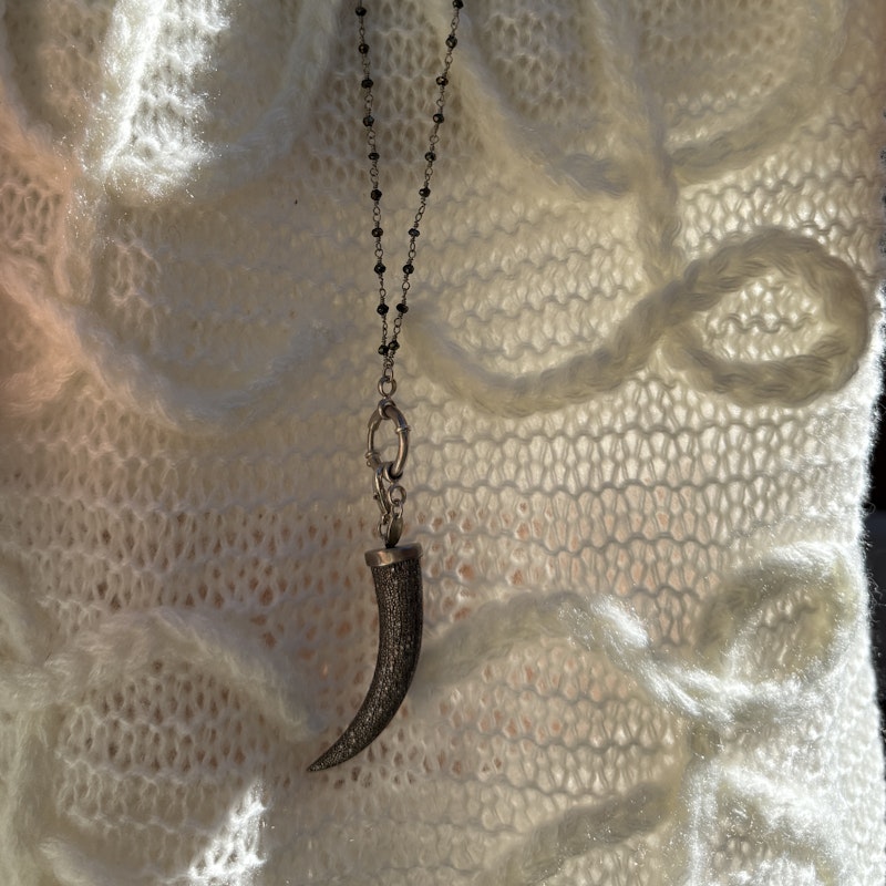 Safia Day Oxidized Silver and Diamond Horn Pendant Necklace
