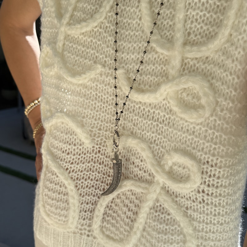 Safia Day Oxidized Silver and Diamond Horn Pendant Necklace