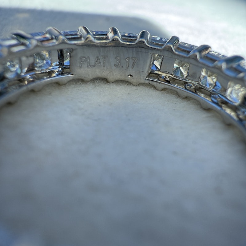 Platinum Emerald Cut Diamond Eternity Band Ring 3.17ctw