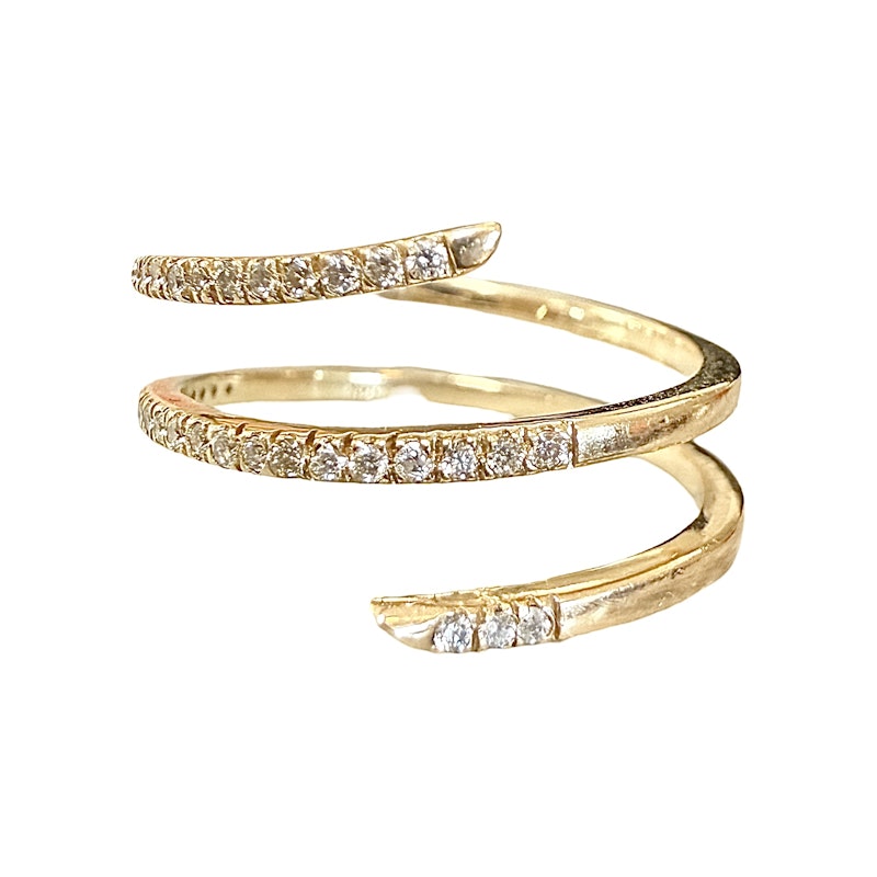 14k Yellow Gold Pavé Diamond Coil Ring