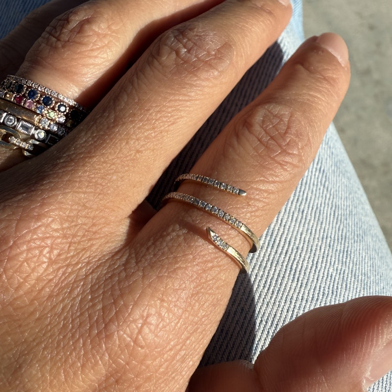14k Yellow Gold Pavé Diamond Coil Ring
