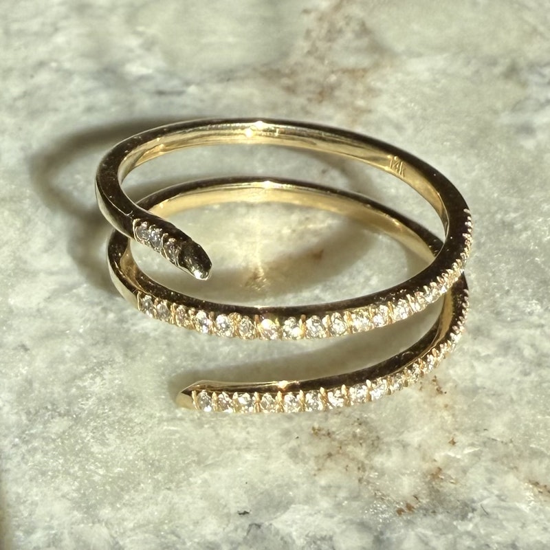 14k Yellow Gold Pavé Diamond Coil Ring