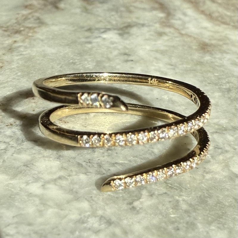 14k Yellow Gold Pavé Diamond Coil Ring