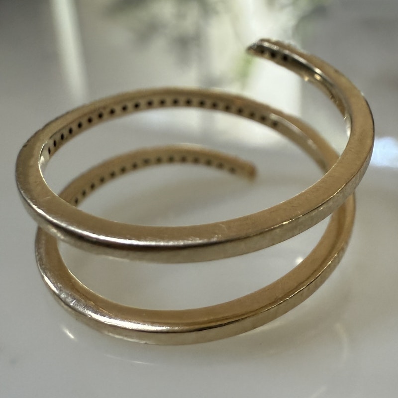 14k Yellow Gold Pavé Diamond Coil Ring