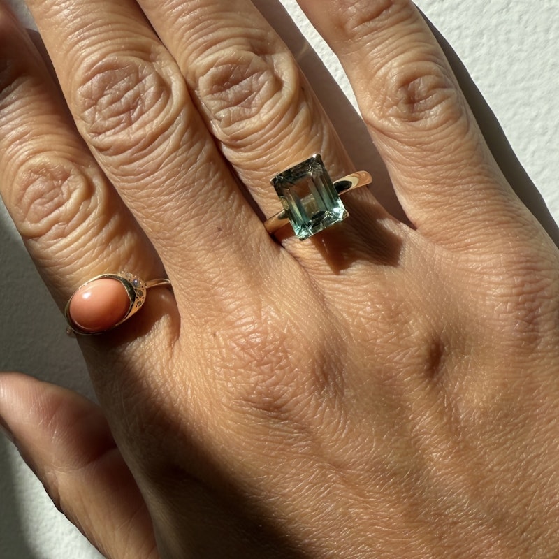 14k Yellow Gold Watermelon Tourmaline Ring