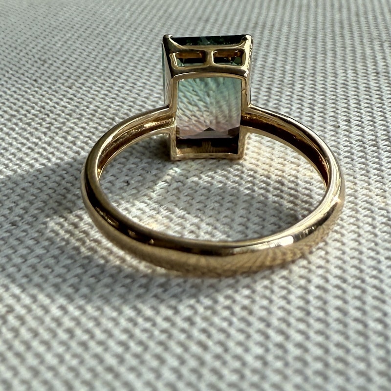 14k Yellow Gold Watermelon Tourmaline Ring