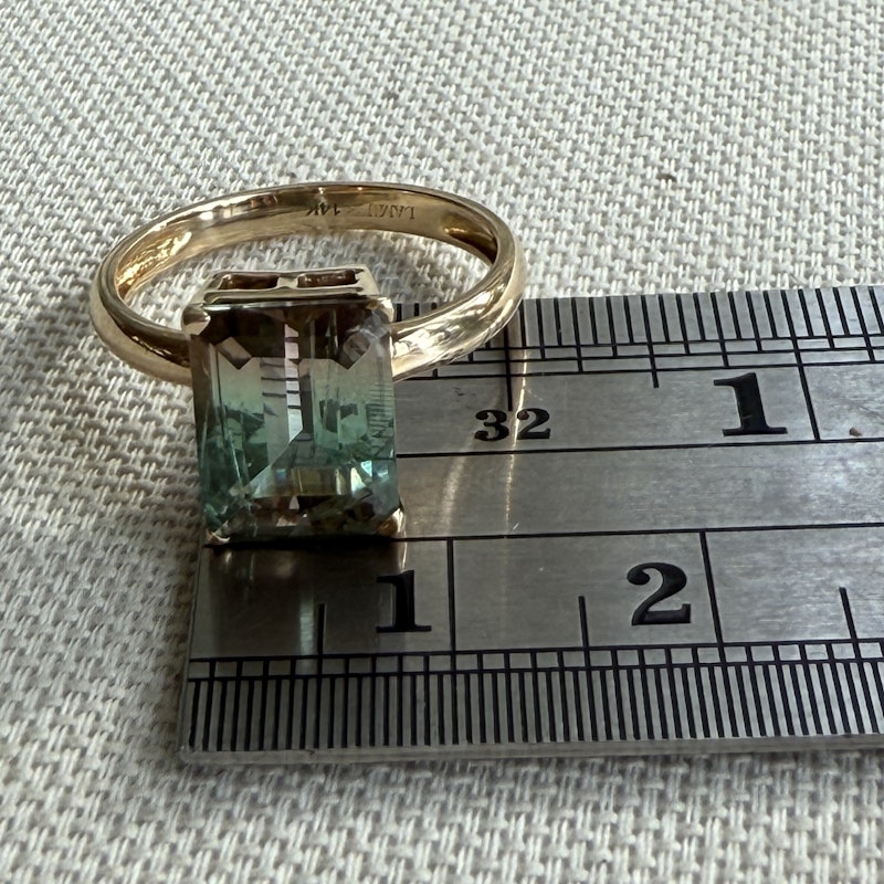 14k Yellow Gold Watermelon Tourmaline Ring