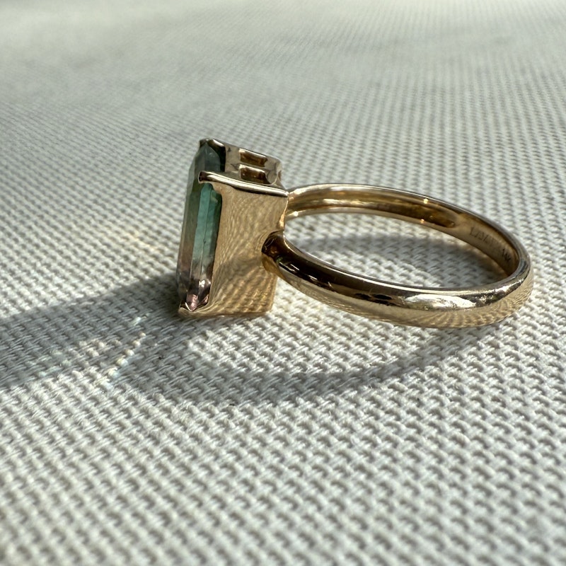14k Yellow Gold Watermelon Tourmaline Ring