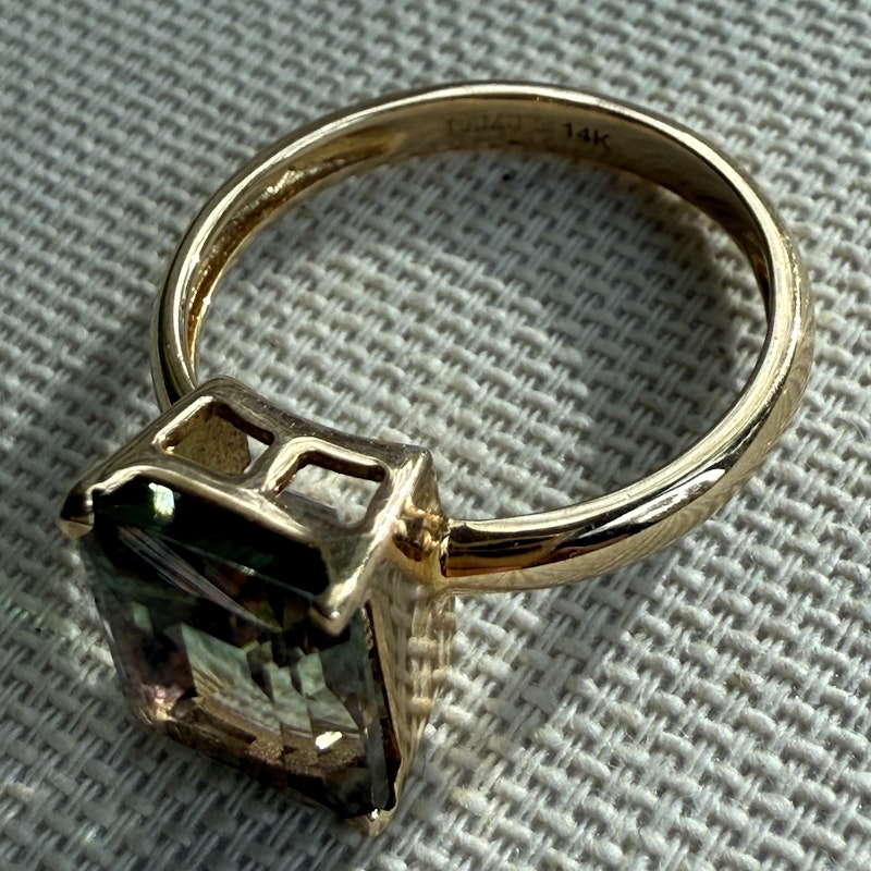 14k Yellow Gold Watermelon Tourmaline Ring