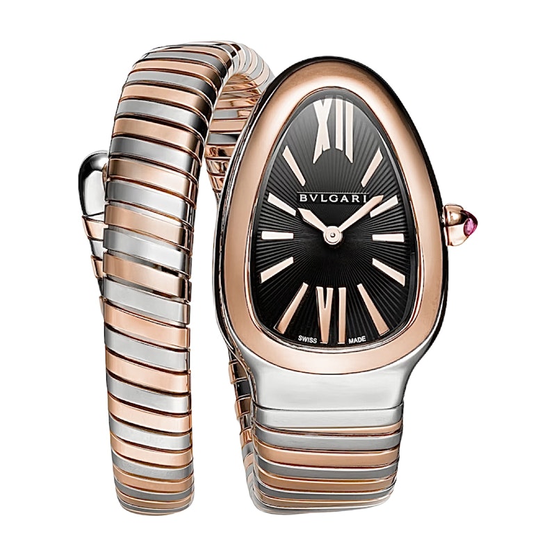Bvlgari Serpenti Tubogas 102123 Black Dial Two Tone Watch