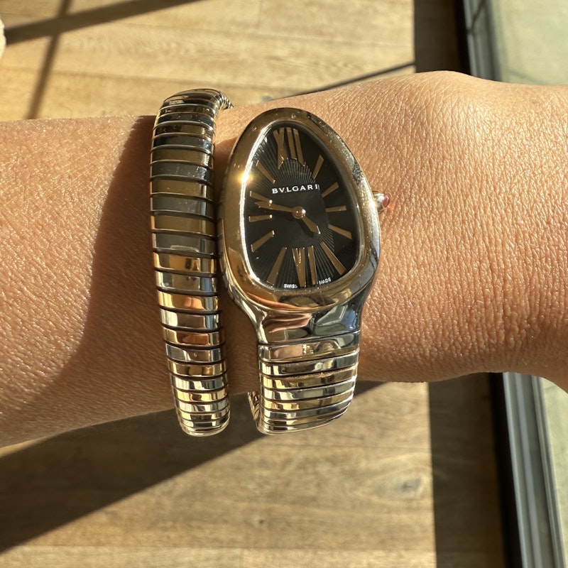 Bvlgari Serpenti Tubogas 102123 Black Dial Two Tone Watch