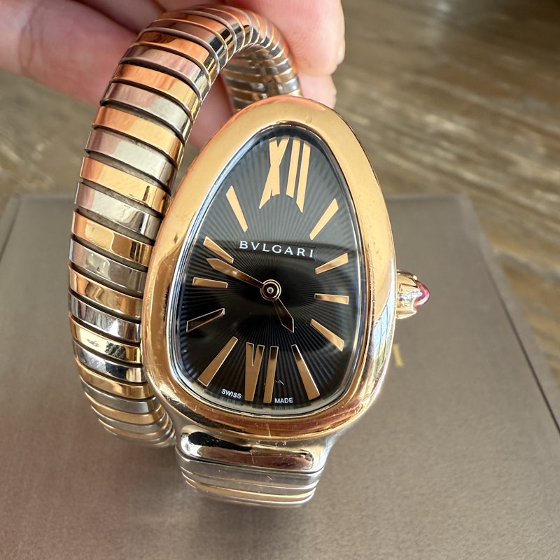 Bvlgari Serpenti Tubogas 102123 Black Dial Two Tone Watch